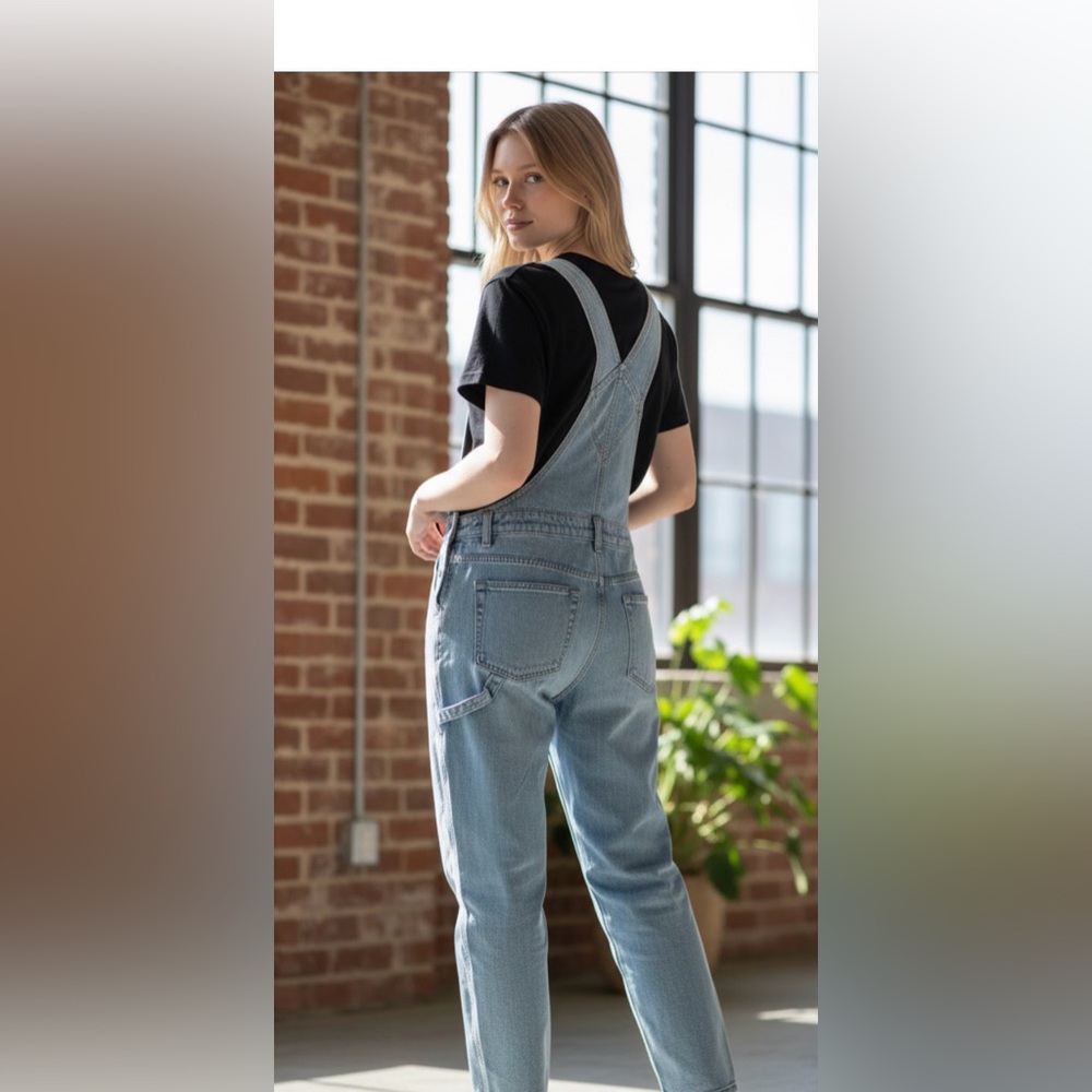 💯 cotton Overalls in light blue denim size 10 wide leg